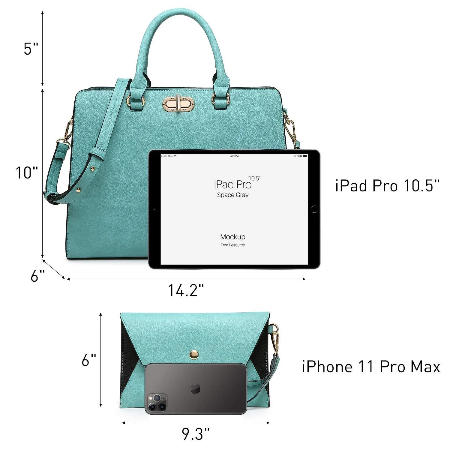 Twist Lock Handbag with Matching Wristlet