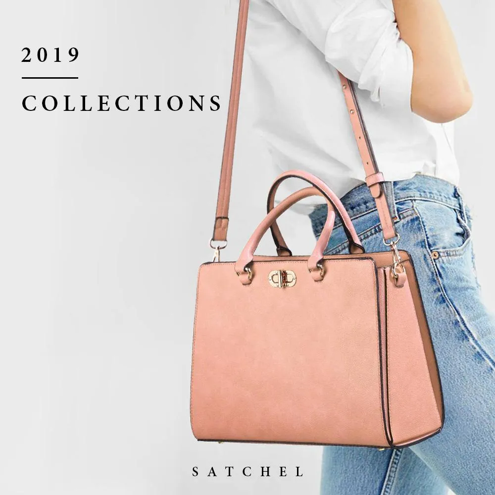 Twist Lock Handbag with Matching Wristlet
