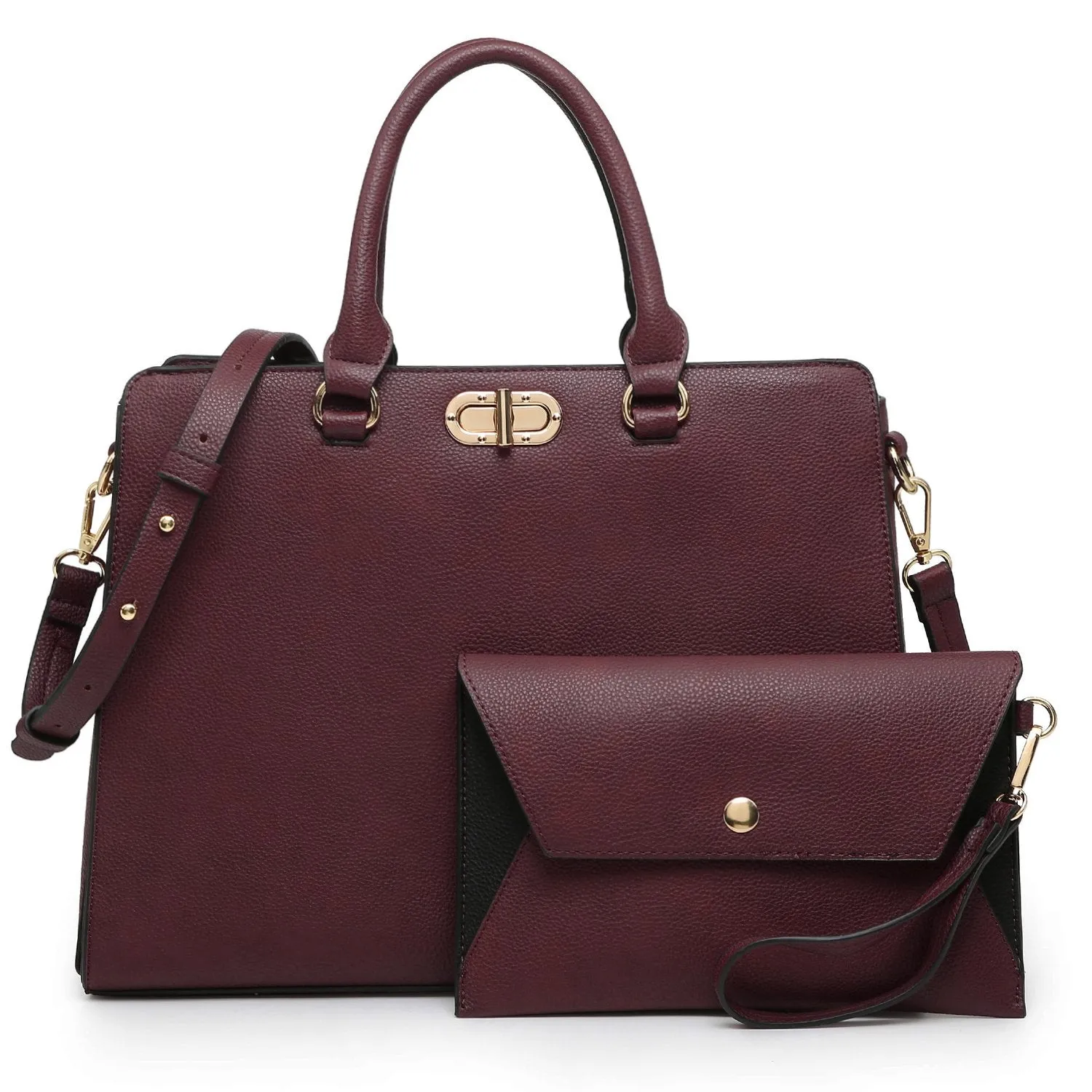 Twist Lock Handbag with Matching Wristlet
