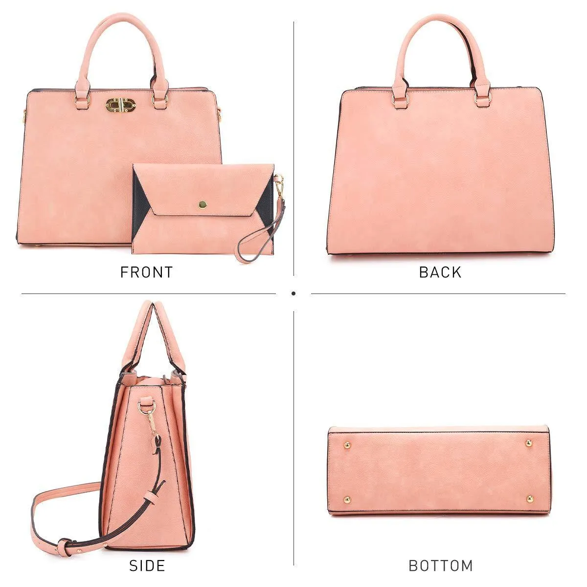 Twist Lock Handbag with Matching Wristlet