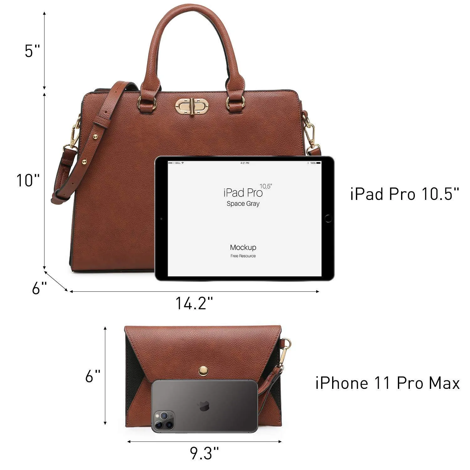 Twist Lock Handbag with Matching Wristlet
