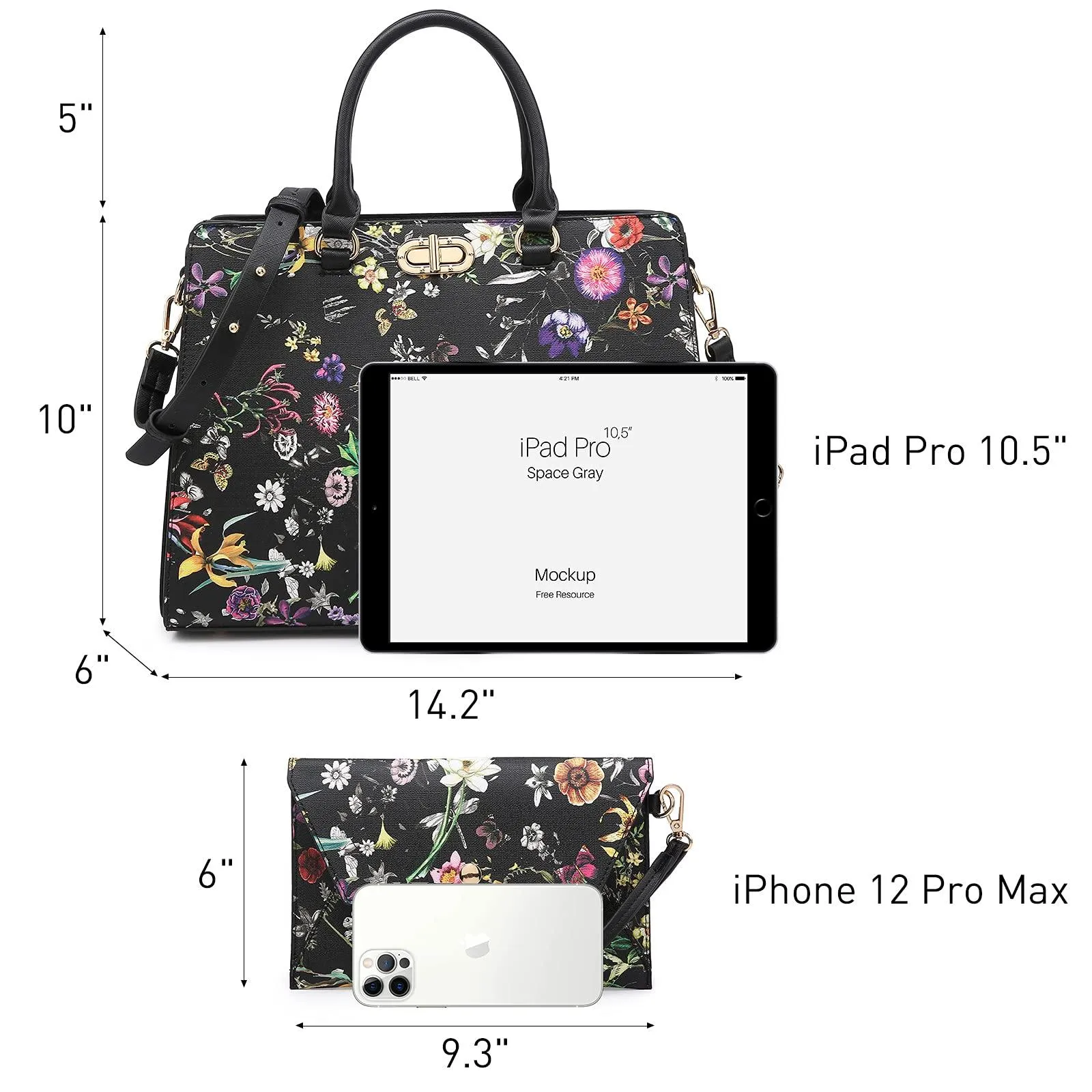 Twist Lock Handbag with Matching Wristlet