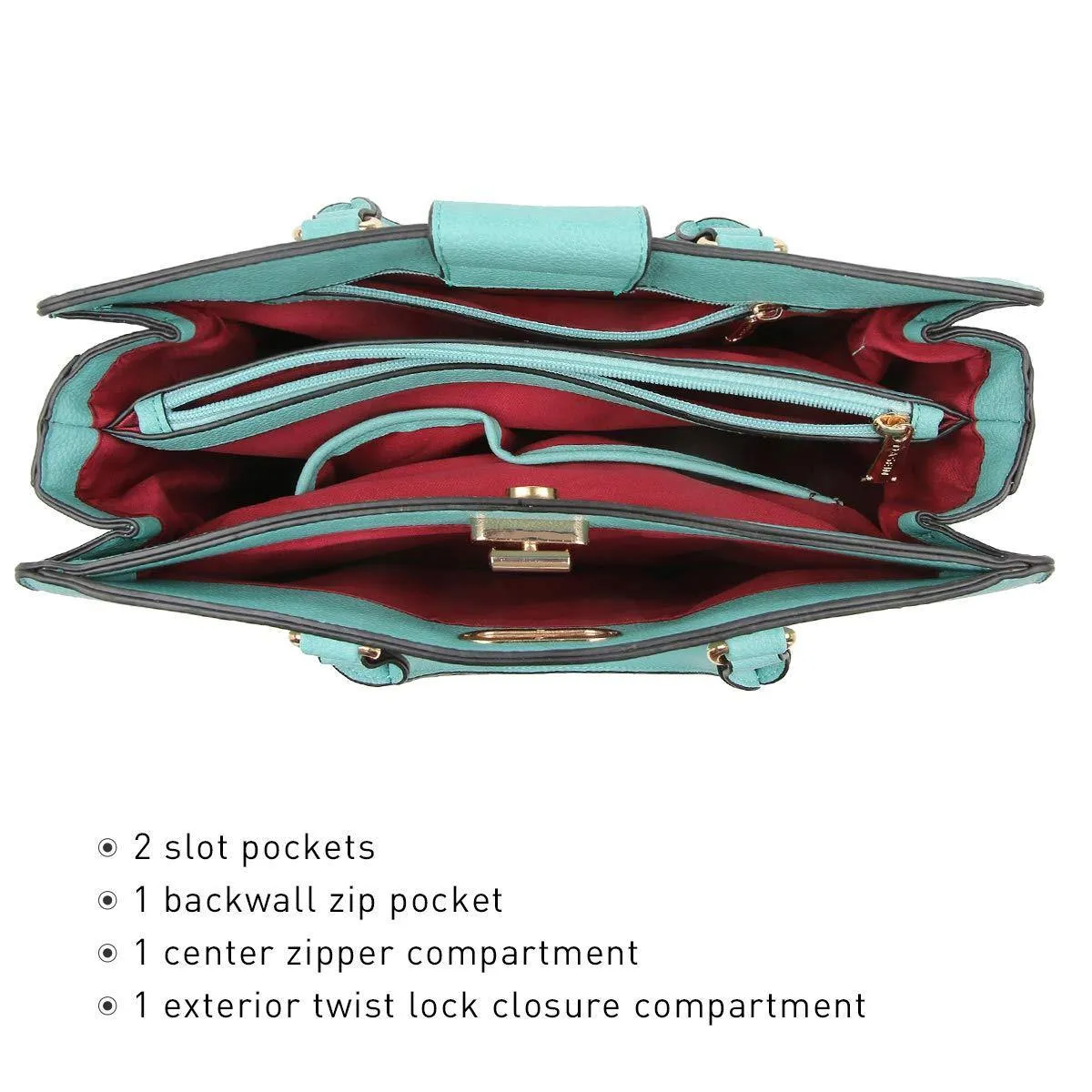 Twist Lock Handbag with Matching Wristlet