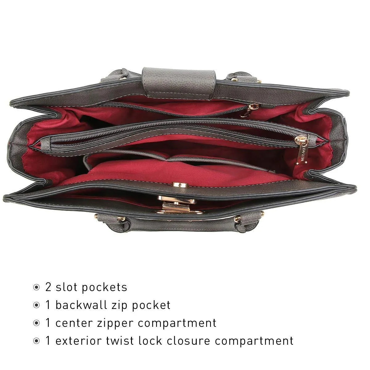 Twist Lock Handbag with Matching Wristlet