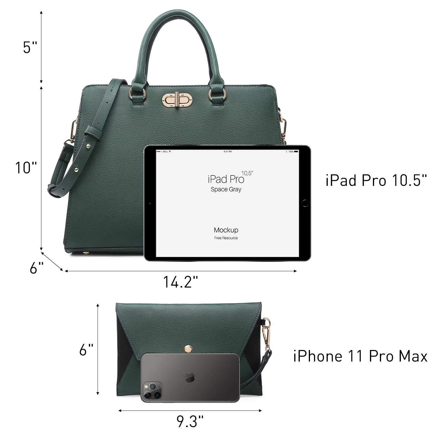 Twist Lock Handbag with Matching Wristlet