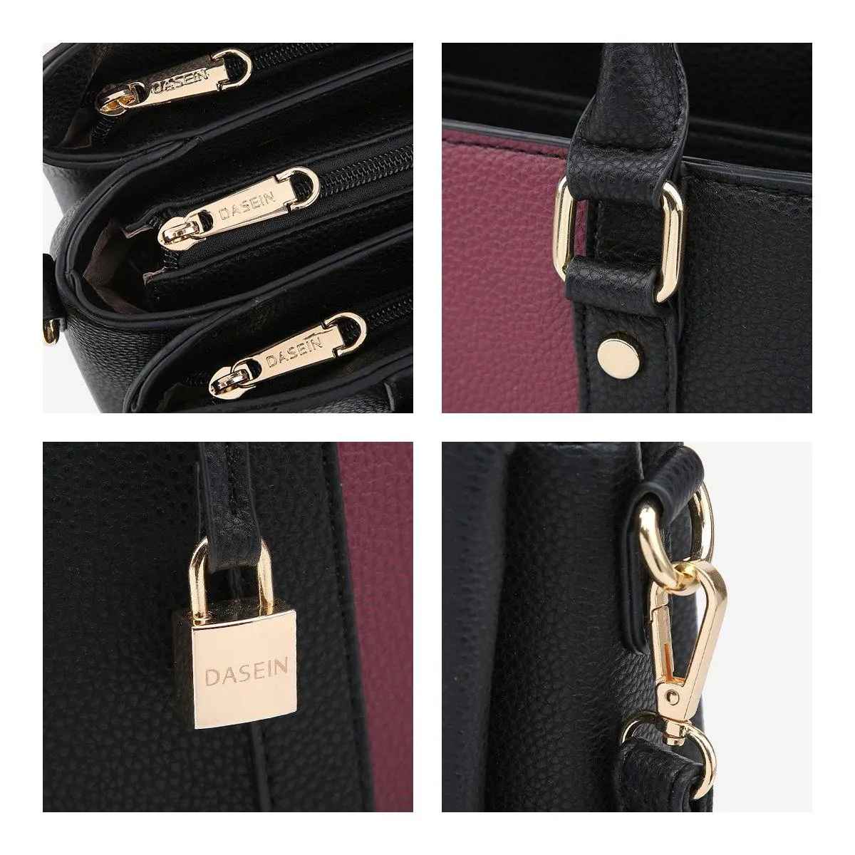 Two-Tone Padlock Satchel with Matching Wristlet
