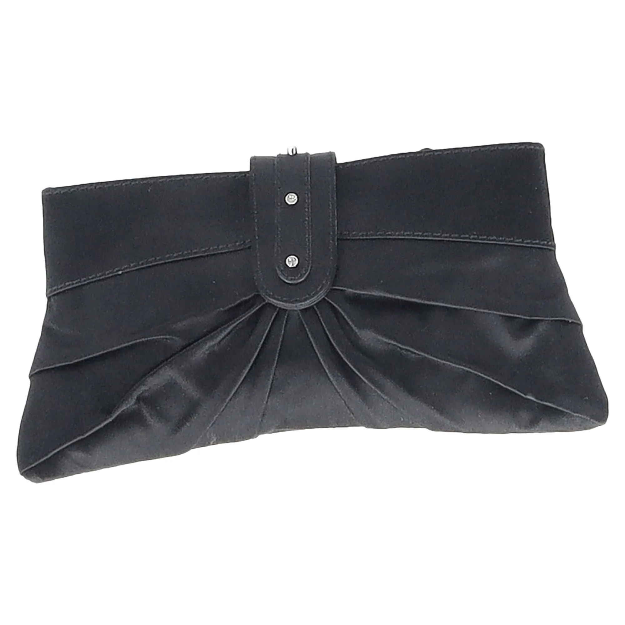 Versace Crystal-Embellished Clutch in Black Satin