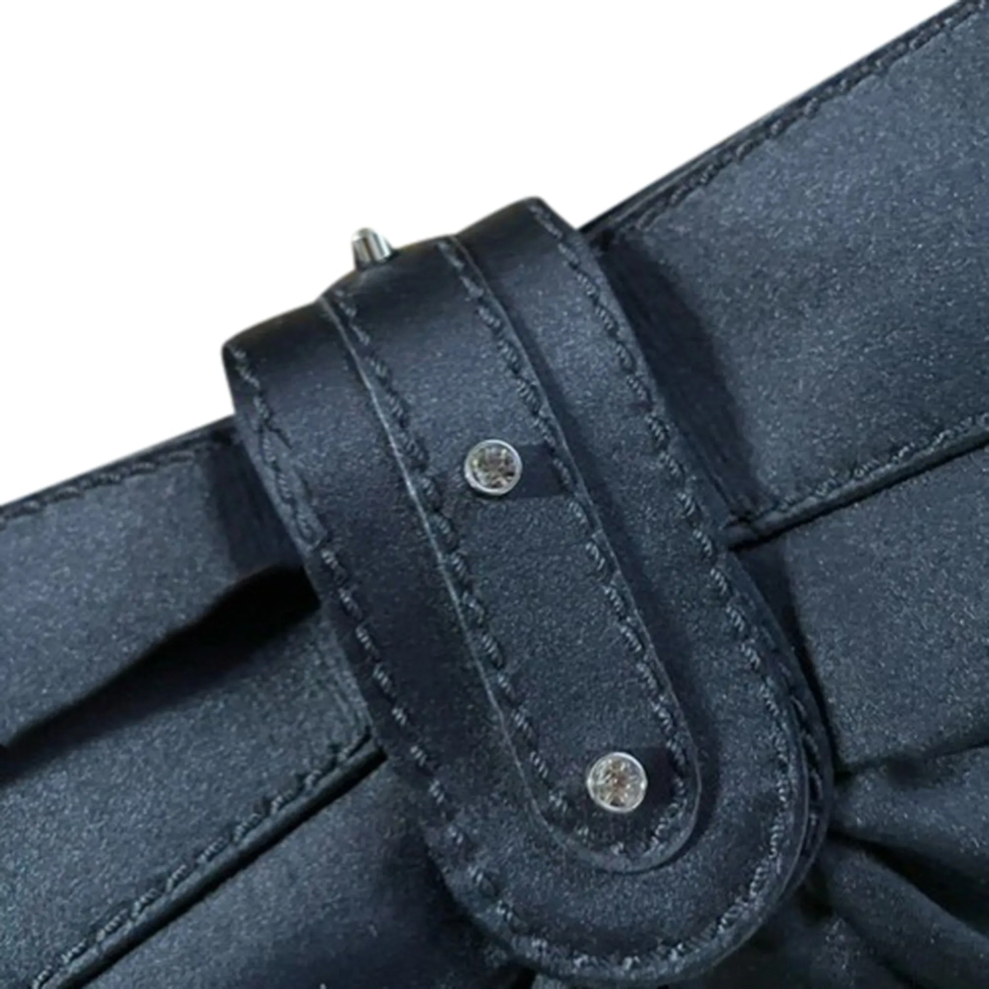 Versace Crystal-Embellished Clutch in Black Satin