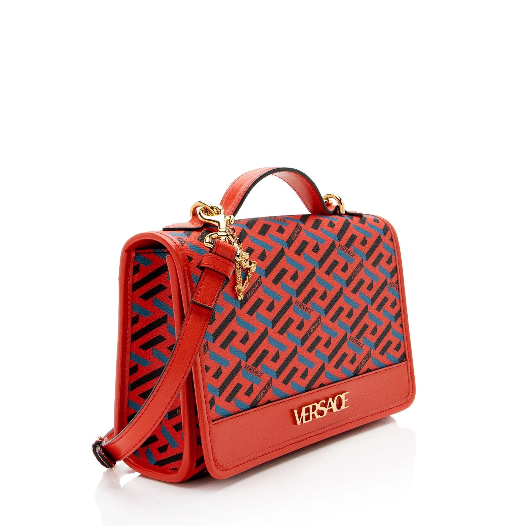 Versace La Greca Coated Canvas Top Handle