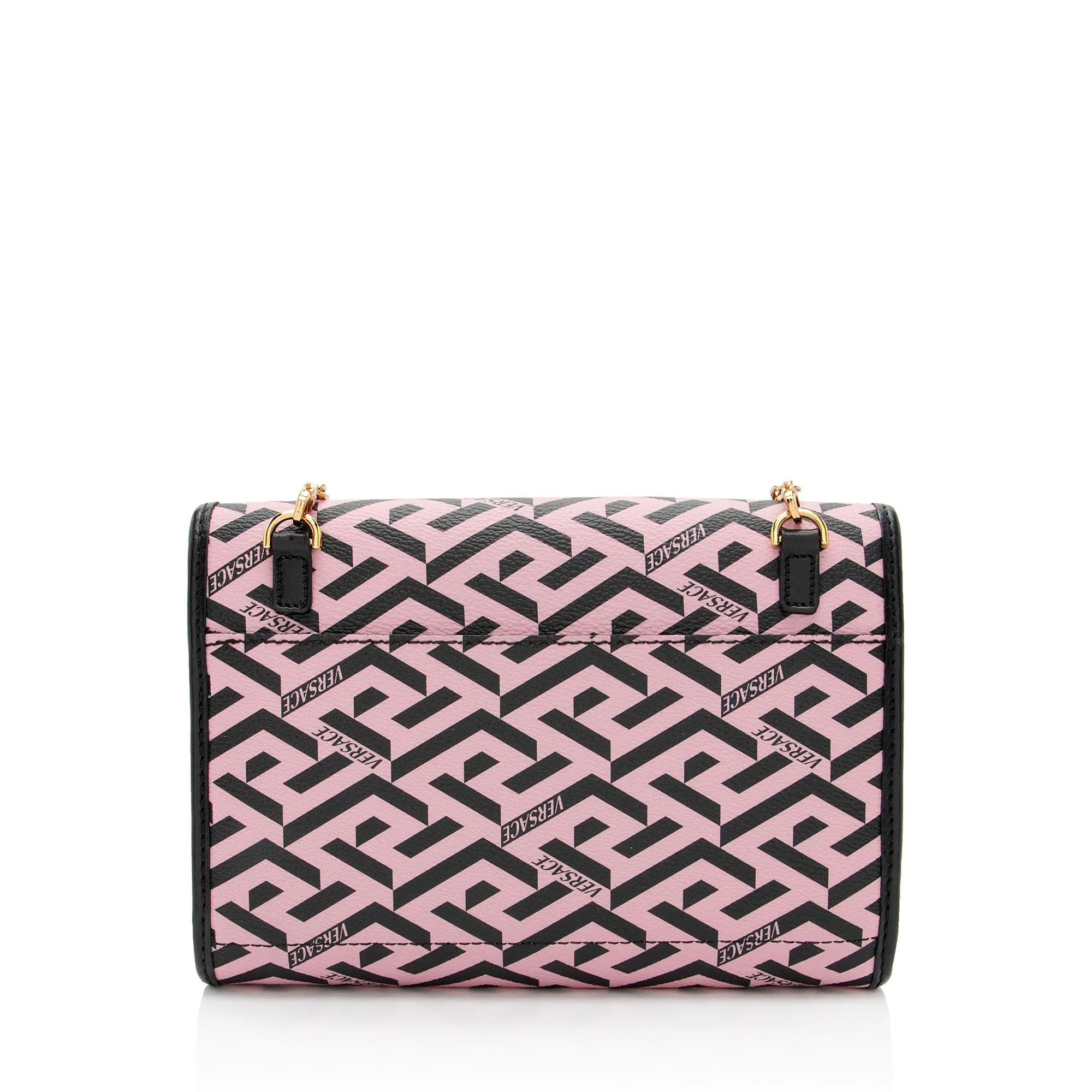 Versace La Greca Coated Canvas Wallet on Chain
