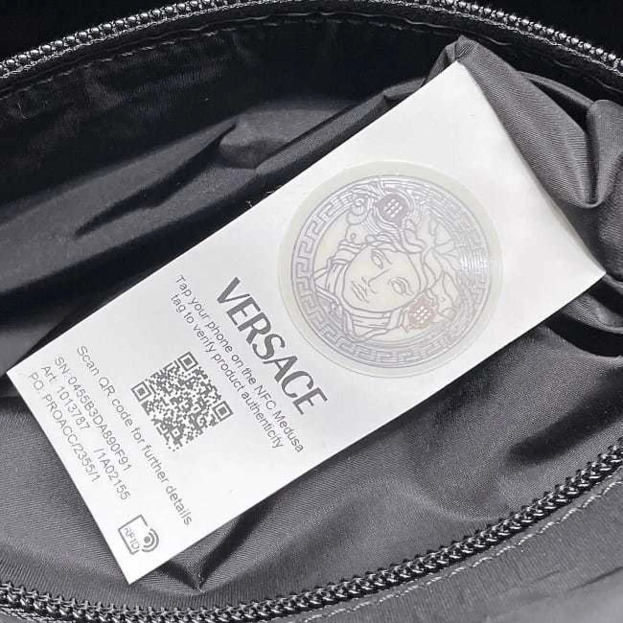 Versace Nylon Leather Tote Bag (Pre-Owned)
