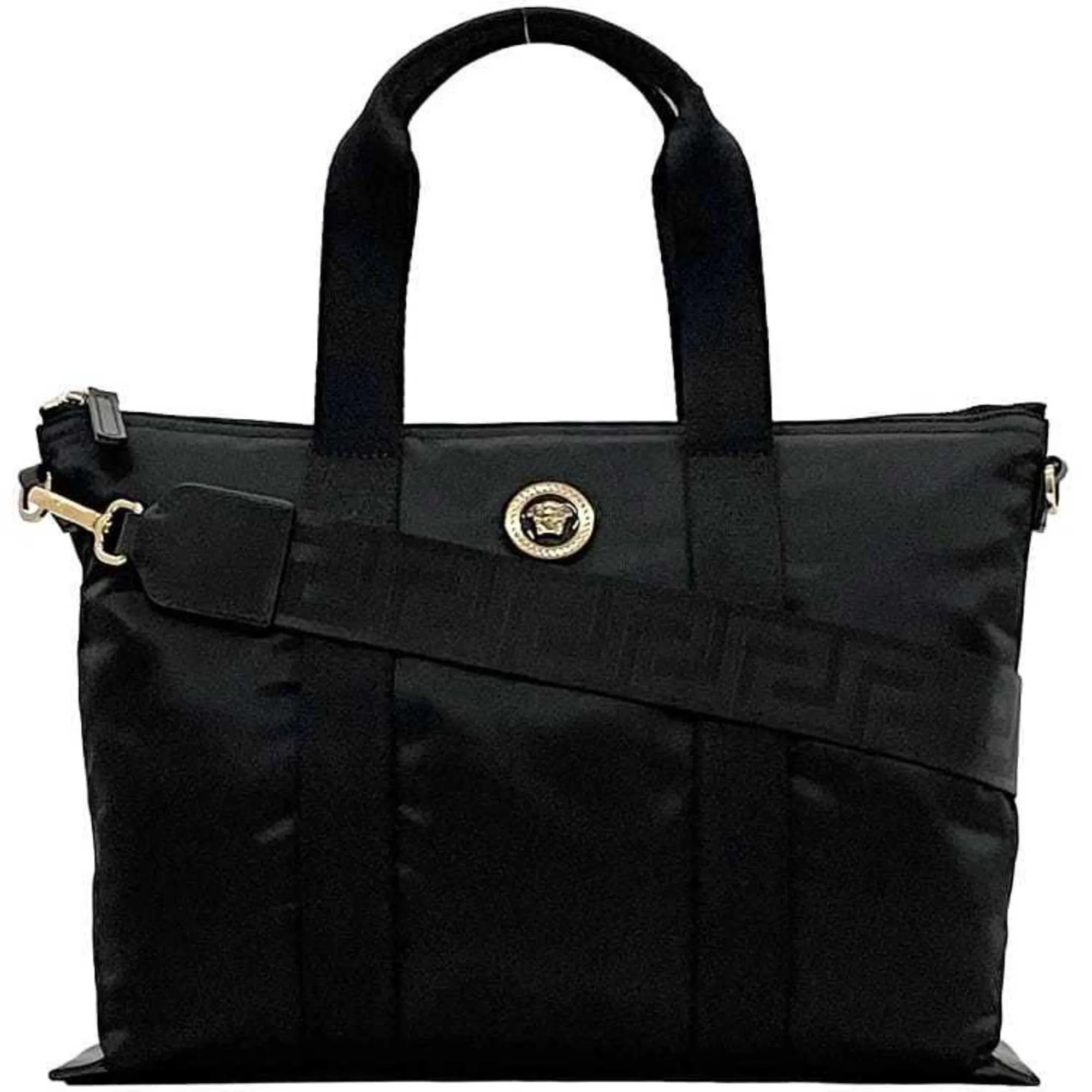 Versace Nylon Leather Tote Bag (Pre-Owned)