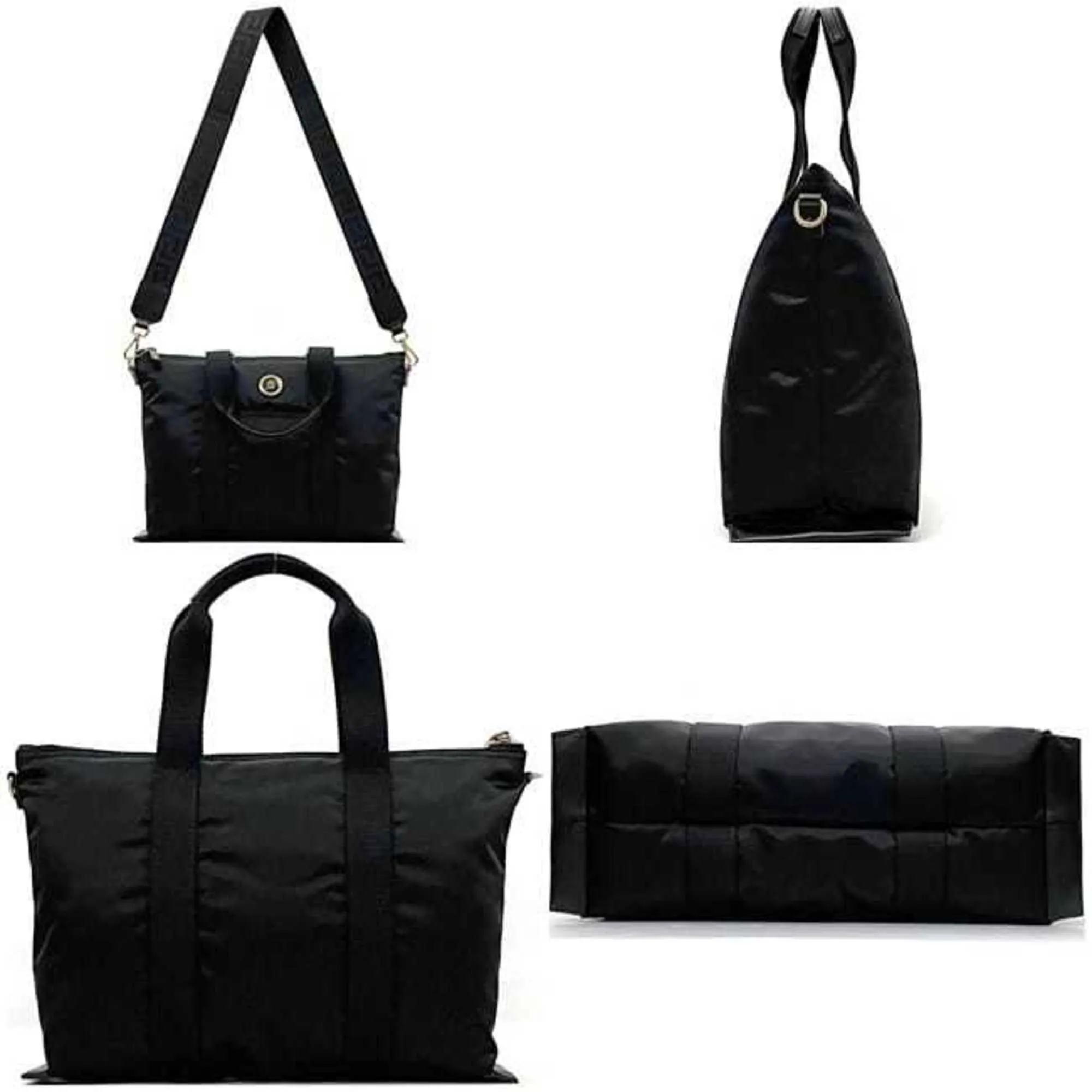 Versace Nylon Leather Tote Bag (Pre-Owned)