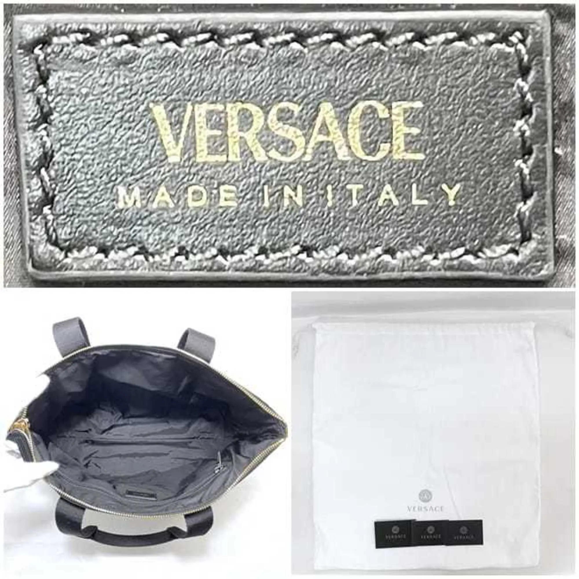 Versace Nylon Leather Tote Bag (Pre-Owned)