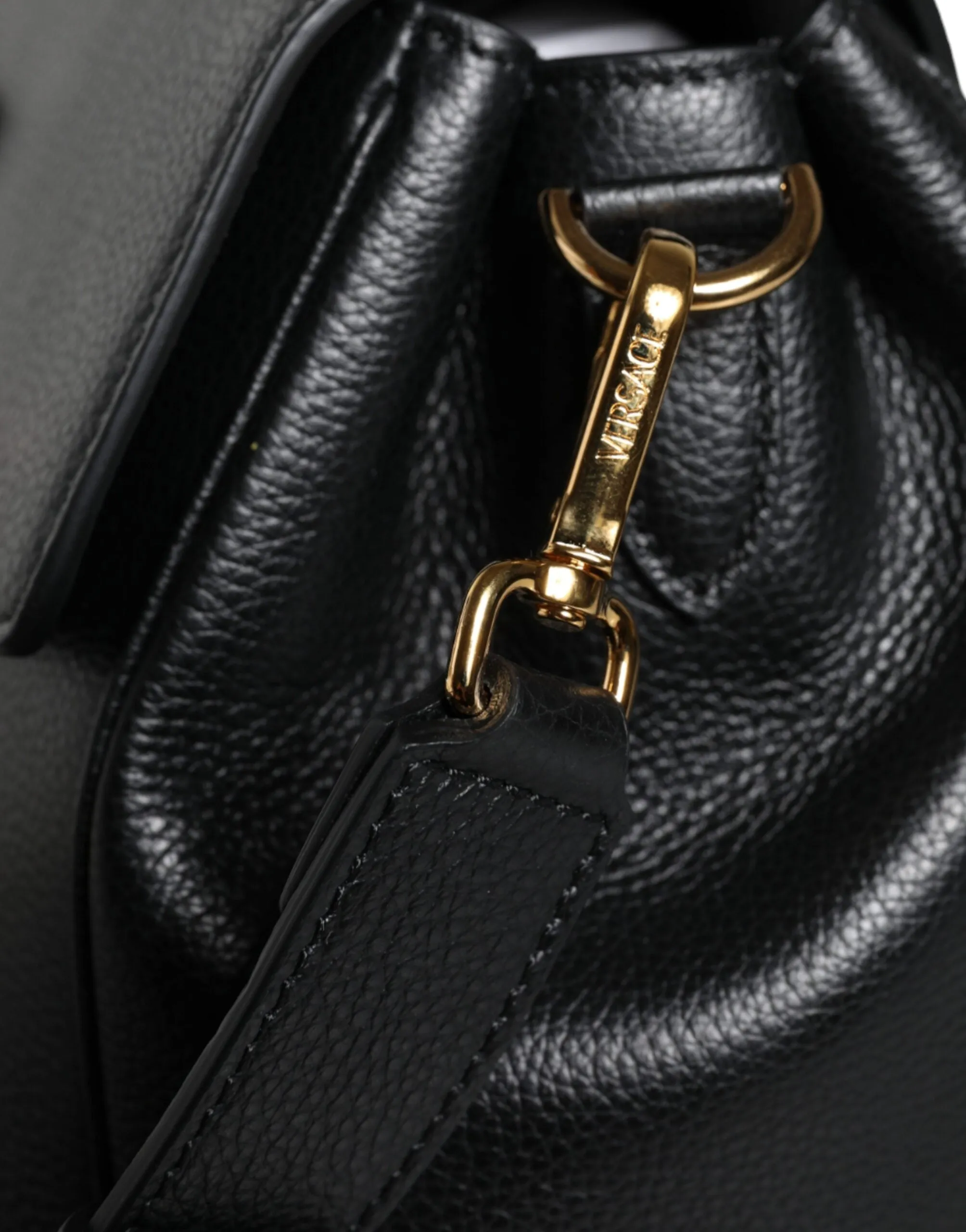 Versace  Top Handle Grainy Calfskin Leather Crossbody Women's Bag