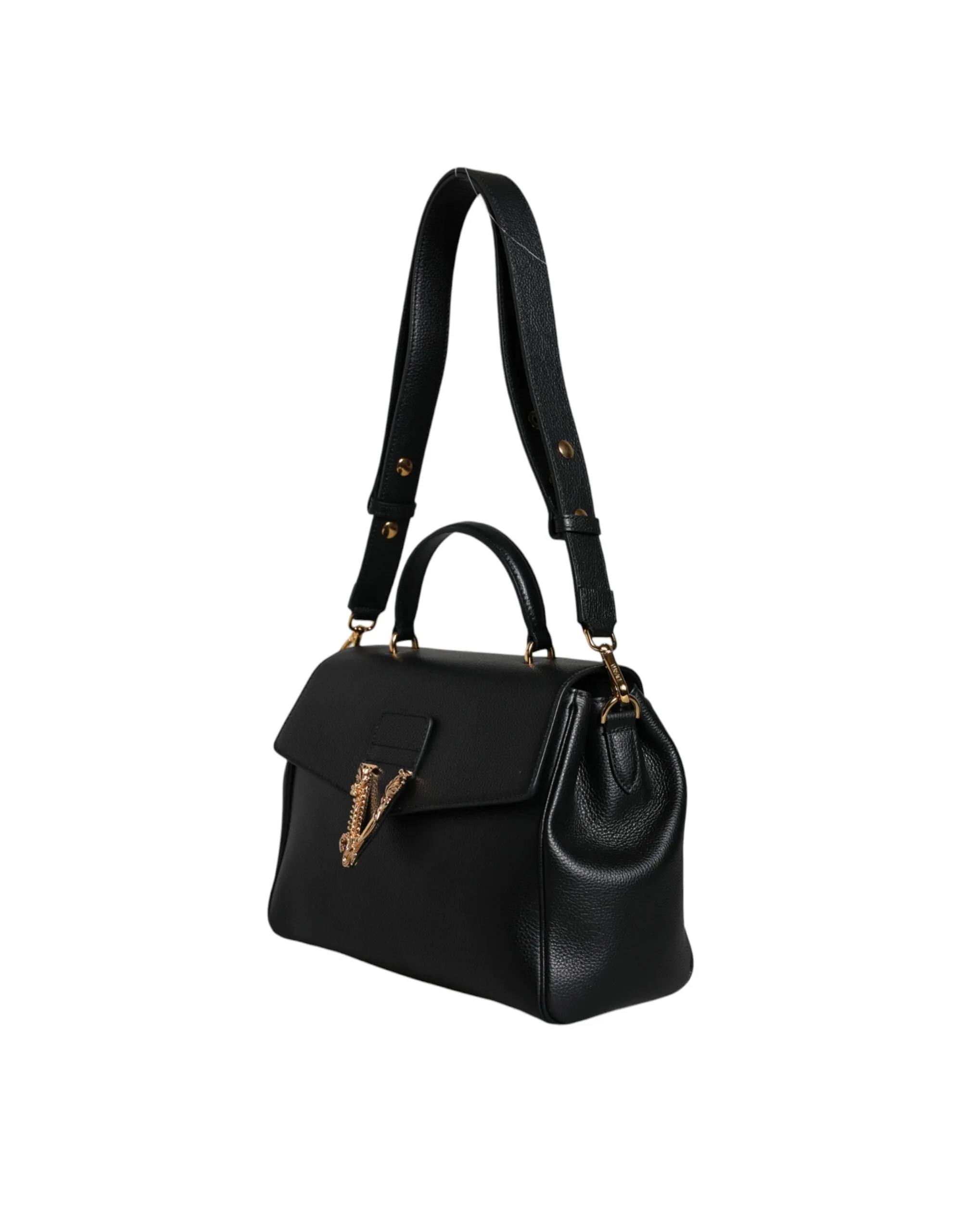 Versace  Top Handle Grainy Calfskin Leather Crossbody Women's Bag