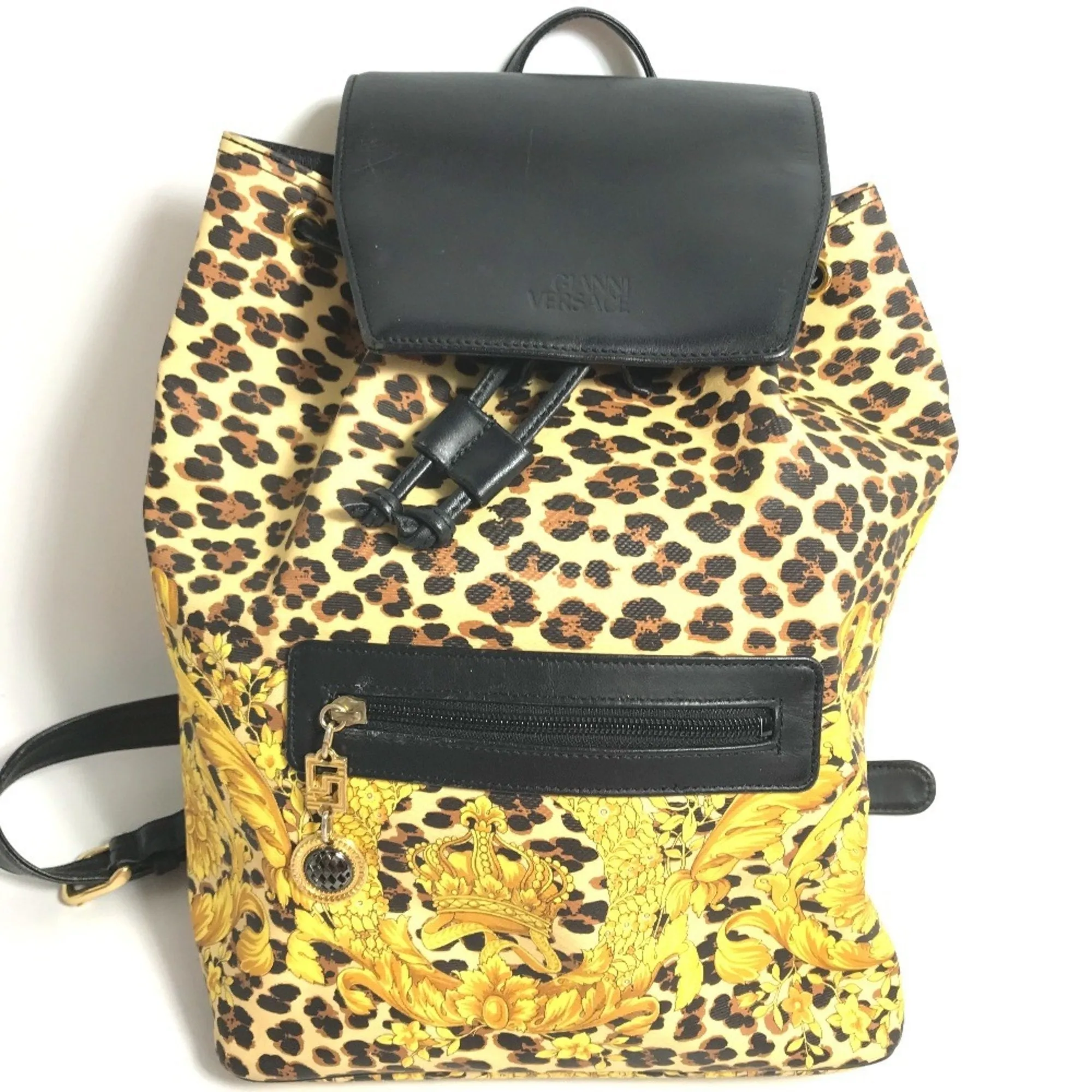 Versace  yellow Pvc Leather Backpack (Pre-Owned)