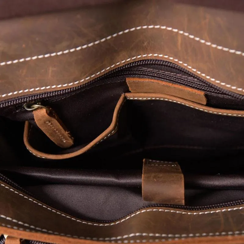 Vintage Brown Leather Mens Backpack Satchel Backpack School Backpack for men