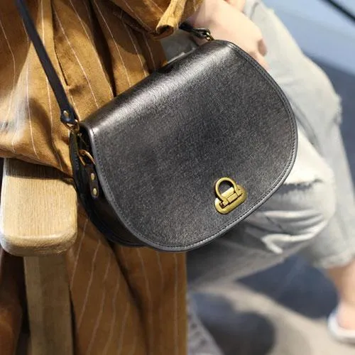 Vintage brown Womens Leather Crossbody Saddle Bag Purse Women's Satchel Shoulder Bag Purse
