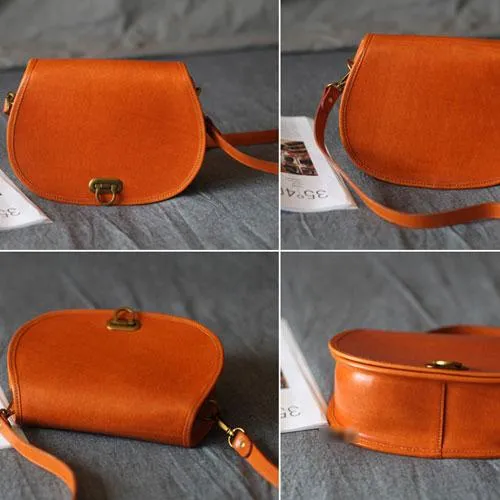 Vintage brown Womens Leather Crossbody Saddle Bag Purse Women's Satchel Shoulder Bag Purse