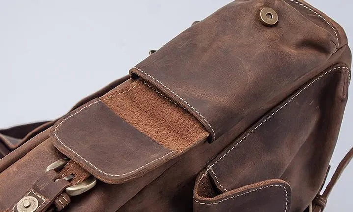 Vintage Cool Leather Mens Backpack Large Travel Bag Hiking Bag for men