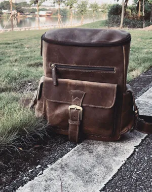 Vintage Cool Leather Mens Backpack Large Travel Bag Hiking Bag for men