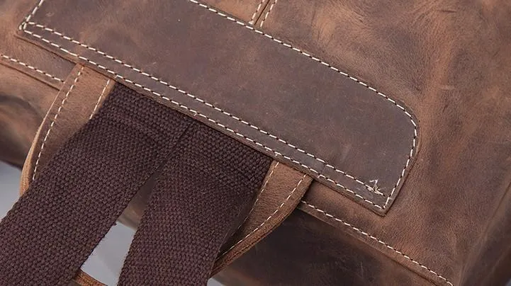 Vintage Cool Leather Mens Backpack Large Travel Bag Hiking Bag for men