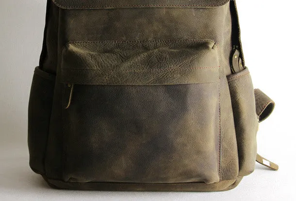 Vintage Leather backpack Black Brown for men Distressed  Travel Bag