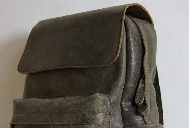 Vintage Leather backpack Black Brown for men Distressed  Travel Bag