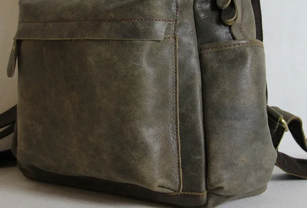 Vintage Leather backpack Black Brown for men Distressed  Travel Bag