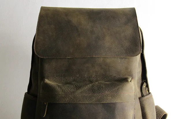 Vintage Leather backpack Black Brown for men Distressed  Travel Bag