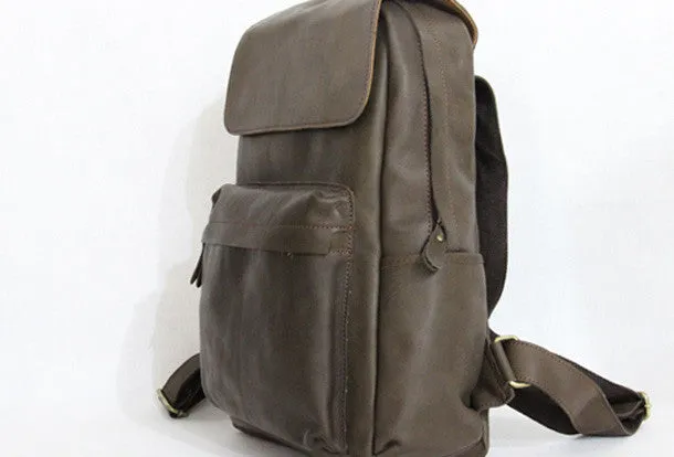 Vintage Leather backpack Black Brown for men Distressed  Travel Bag