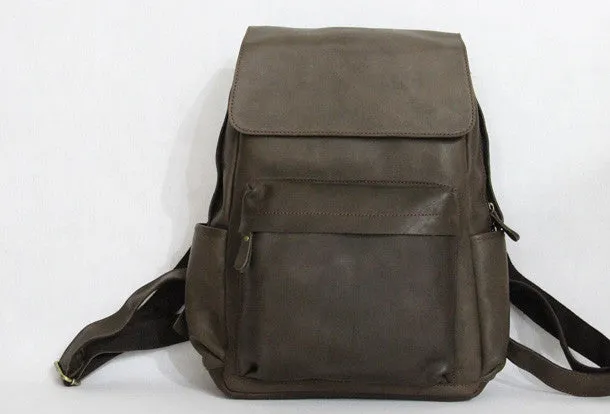Vintage Leather backpack Black Brown for men Distressed  Travel Bag