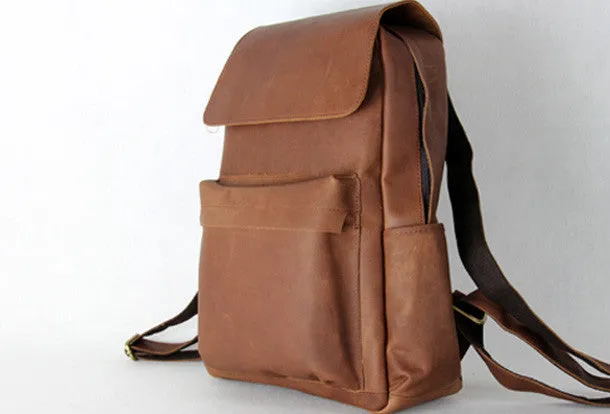 Vintage Leather backpack Black Brown for men Distressed  Travel Bag