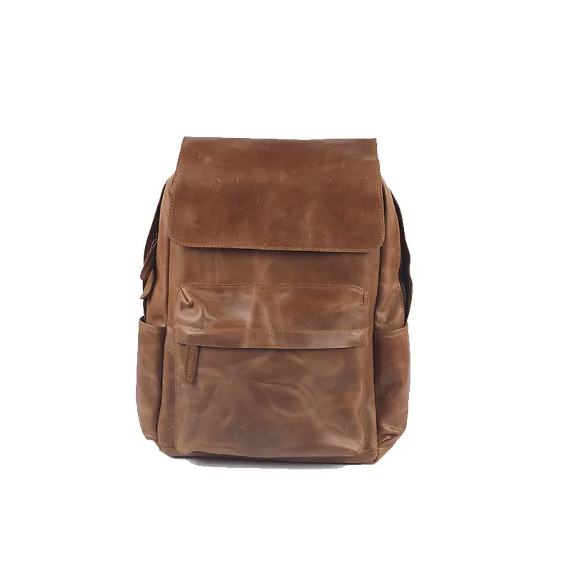 Vintage Leather backpack Black Brown for men Distressed  Travel Bag
