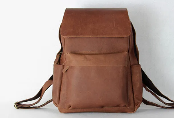 Vintage Leather backpack Black Brown for men Distressed  Travel Bag