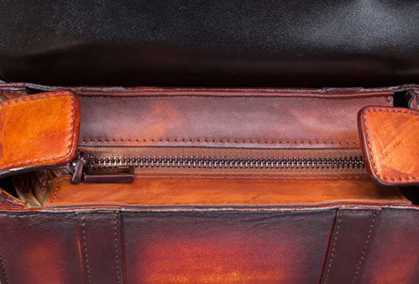 Vintage Leather Barrel Handbag Purse Shoulder Bag Crossbody Bag Purse For Women