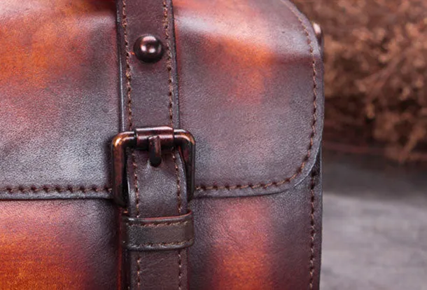 Vintage Leather Barrel Handbag Purse Shoulder Bag Crossbody Bag Purse For Women