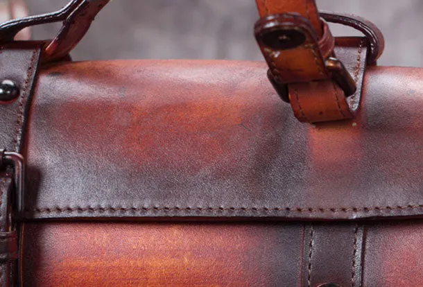Vintage Leather Barrel Handbag Purse Shoulder Bag Crossbody Bag Purse For Women