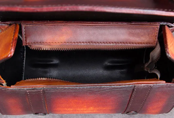Vintage Leather Barrel Handbag Purse Shoulder Bag Crossbody Bag Purse For Women