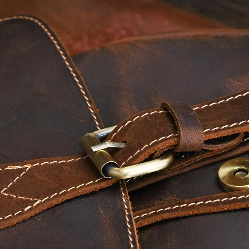 Vintage Leather Brown Mens Backpack School Backpack Travel Backpack Bags for Men