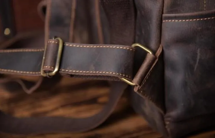 Vintage Leather Mens Backpack Travel Backpack Cool Satchel Backpack for men