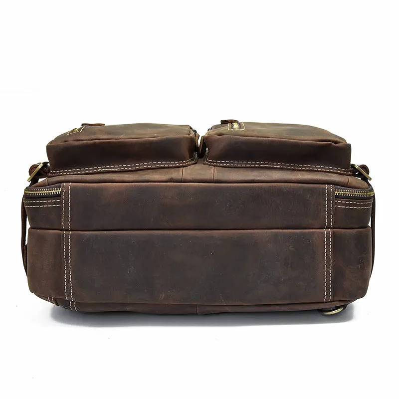 Vintage Leather Mens Travel Bag Backpack Briefcase for men