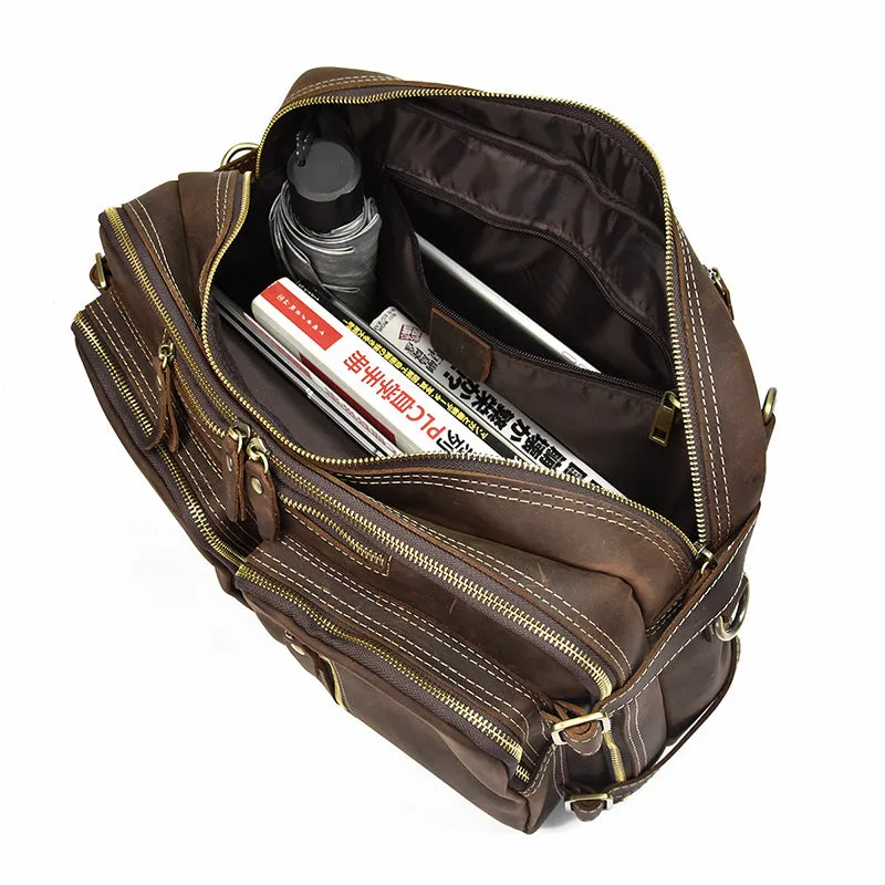 Vintage Leather Mens Travel Bag Backpack Briefcase for men