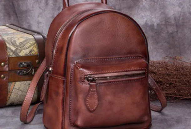 Vintage Leather Womens Backpack Bag School Vintage Backpack Purse for Women