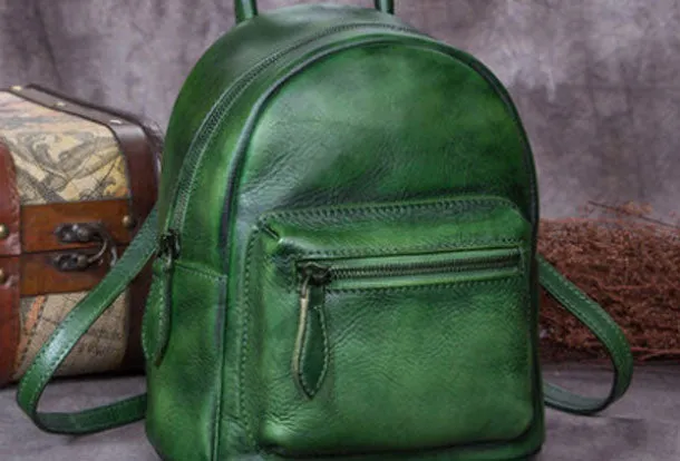 Vintage Leather Womens Backpack Bag School Vintage Backpack Purse for Women