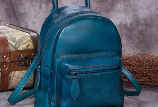 Vintage Leather Womens Backpack Bag School Vintage Backpack Purse for Women