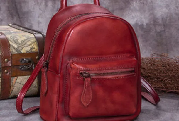 Vintage Leather Womens Backpack Bag School Vintage Backpack Purse for Women