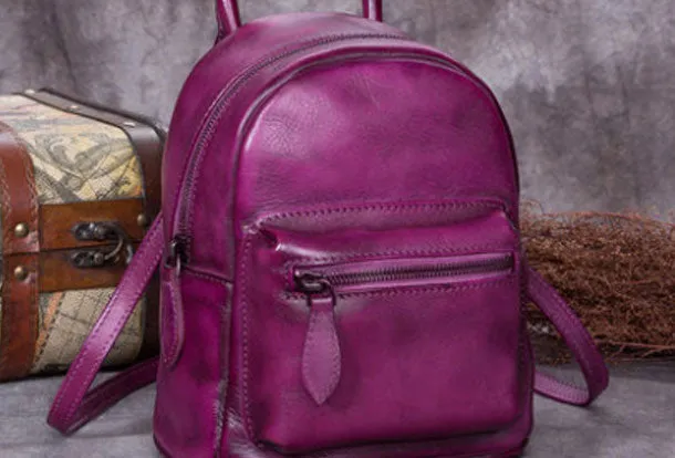 Vintage Leather Womens Backpack Bag School Vintage Backpack Purse for Women