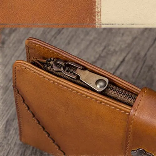 Vintage Leather Womens Blue Long Clutch Wallet Brown Bifold Purse Long Wallet for Ladies